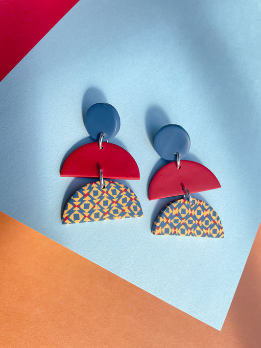 Square-in-Square Quilt Drop Earrings