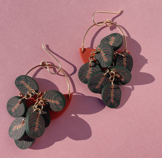 Red Maranta Prayer Plant Earrings